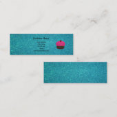 Niedlicher rosa Glitterkuchen-Türkis-Glitter Mini Visitenkarte (Vorne/Hinten)