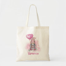 Niedlicher rosa Gnome Valentine Tote Beutel