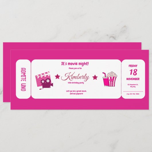 niedlicher rosa gürtiger Glitzer Geburtstag Einladung (Vorne/Hinten)