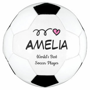Niedlicher rosa Herz personalisierter Fußball für