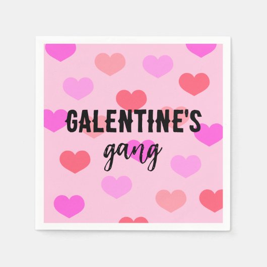 Niedlicher rosa Herzgalentinstag Serviette (Vorderseite)