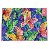 Niedlicher rosa Hintergrund mit Schmetterlingswass Große Geschenktüte (Vorderseite)