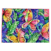 Niedlicher rosa Hintergrund mit Schmetterlingswass Große Geschenktüte (Rückseite)