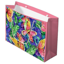 Niedlicher rosa Hintergrund mit Schmetterlingswass Große Geschenktüte