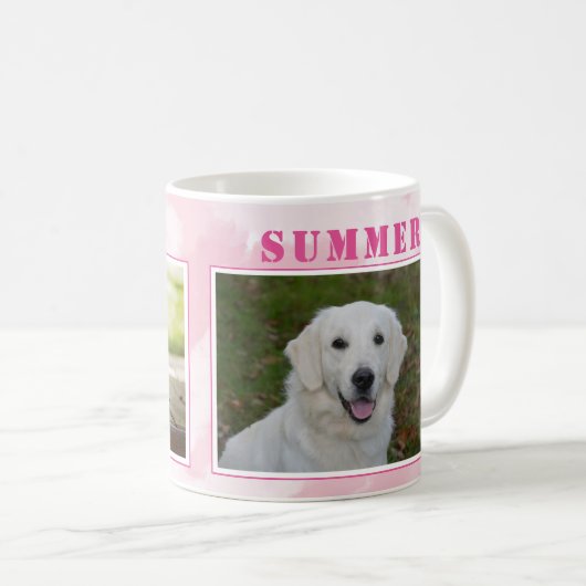 Niedlicher rosa Hund Haustier 2 FotoCollage Kaffeetasse (VorderseiteRechts)