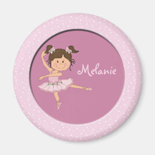 Niedlicher rosa individueller Name der Ballerina-1 Magnet