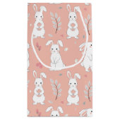 Niedlicher Rosa-Kaninchenfrühling Kleine Geschenktüte (Rückseite)