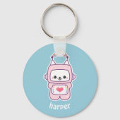 Niedlicher rosa Katzenrobot Schlüsselanhänger (Vorderseite)