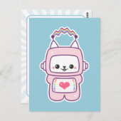 Niedlicher rosa Katzenroboter Postkarte (Vorne/Hinten)
