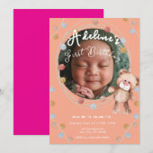 Niedlicher rosa Kindergeburtstag Einladung (Vorne/Hinten)