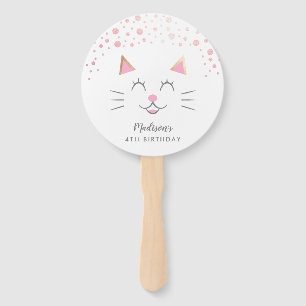 Niedlicher rosa Kitty-Katzen-Geburtstag Fächer