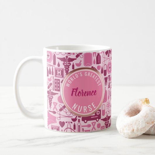 Niedlicher rosa Krankenschwester-Doktor Medical Kaffeetasse (Mit Donut)