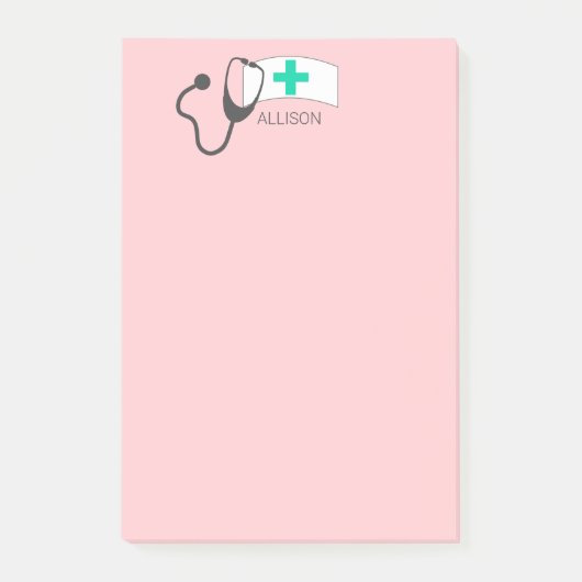 Niedlicher rosa Krankenschwester Medizinischer Ste Post-it Klebezettel (Vorderseite)