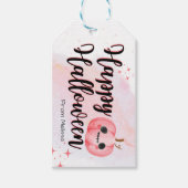 Niedlicher, rosa Kürbis-Aquarelltrick oder Gaumenf Geschenkanhänger (Vorderseite)