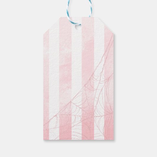 Niedlicher, rosa Kürbis-Aquarelltrick oder Gaumenf Geschenkanhänger (Rückseite)