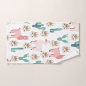 Niedlicher rosa Lama und grüner Kakteen Badhandtuch Set (Handtuch)