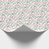 Niedlicher rosa Lama und grüner Kakteen Geschenkpapier (Ecke)