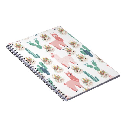 Niedlicher rosa Lama und grüner Kakteen Notizblock (Rechte Seite)