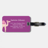 Niedlicher rosa lila Kampfflugzeug Gepäckanhänger (Rückseite horizontal)