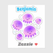 Niedlicher Rosa lila Quallenfisch Kawaii Cartoon Aufkleber (Blatt)