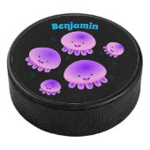 Niedlicher Rosa lila Quallenfisch Kawaii Cartoon Eishockey Puck (3/4)