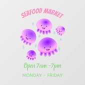 Niedlicher Rosa lila Quallenfisch Kawaii Cartoon Fensteraufkleber (Blatt)