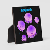 Niedlicher Rosa lila Quallenfisch Kawaii Cartoon Fotoplatte (Vorderseite)