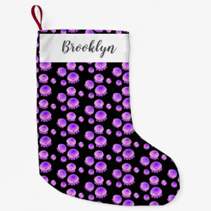 Niedlicher Rosa lila Quallenfisch Kawaii Cartoon Kleiner Weihnachtsstrumpf