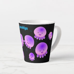 Niedlicher Rosa lila Quallenfisch Kawaii Cartoon Milchtasse