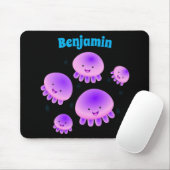 Niedlicher Rosa lila Quallenfisch Kawaii Cartoon Mousepad (Mit Mouse)