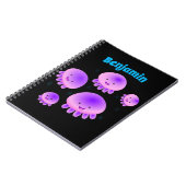 Niedlicher Rosa lila Quallenfisch Kawaii Cartoon Notizblock (Linke Seite)