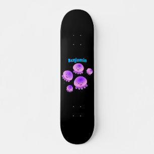 Niedlicher Rosa lila Quallenfisch Kawaii Cartoon Skateboard