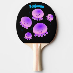 Niedlicher Rosa lila Quallenfisch Kawaii Cartoon Tischtennis Schläger