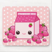 Niedlicher rosa Milchkarton mit kawaii Erdbeeren Mousepad (Vorne)