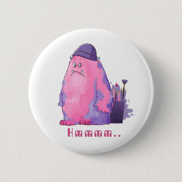 Niedlicher rosa Monster-Künstler Button