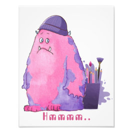 Niedlicher rosa Monster-Künstler Fotodruck