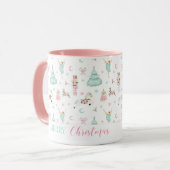 Niedlicher Rosa Nusscracker frohe Weihnachtsfeier Tasse (Vorderseite Links)