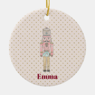 niedlicher Rosa-Nussknacker Keramik Ornament