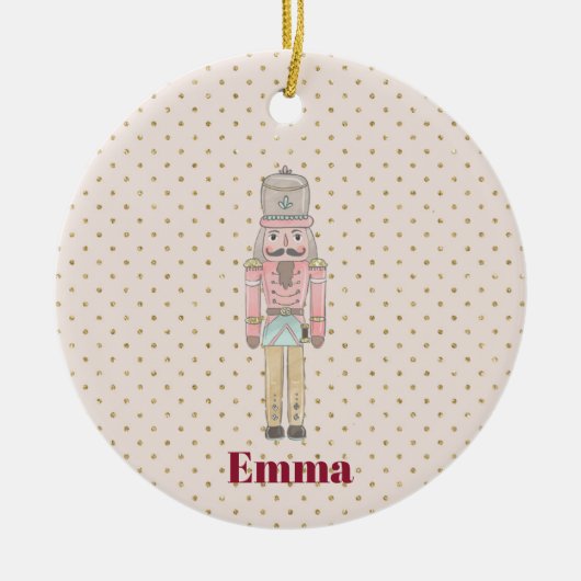 niedlicher Rosa-Nussknacker Keramik Ornament (Vorne)