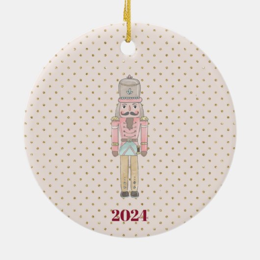 niedlicher Rosa-Nussknacker Keramik Ornament (Hinten)