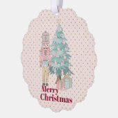 niedlicher Rosa-Nussknacker Ornament Karte (Links)