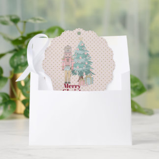 niedlicher Rosa-Nussknacker Ornament Karte