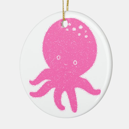 Niedlicher rosa Oktopus Alte Schrift Keramik Ornament (Links)