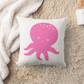 Niedlicher rosa Oktopus Alte Schrift Kissen (Decke)