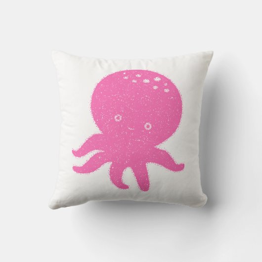 Niedlicher rosa Oktopus Alte Schrift Kissen (Rückseite)