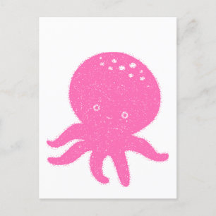 Niedlicher rosa Oktopus Alte Schrift Postkarte