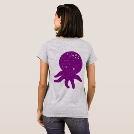 Niedlicher rosa Oktopus Alte Schrift T-Shirt (Schwarz voll)