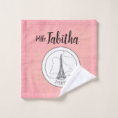 Niedlicher rosa Paris-Franzose-Eiffel-Turm-Pariser Badhandtuch Set (Waschlappen)