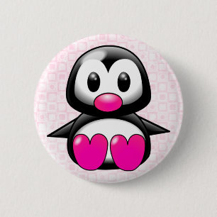 Niedlicher rosa Penguin Button