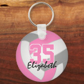 niedlicher rosa, personalisierter Volleyball-Schlü Schlüsselanhänger (Rückseite)